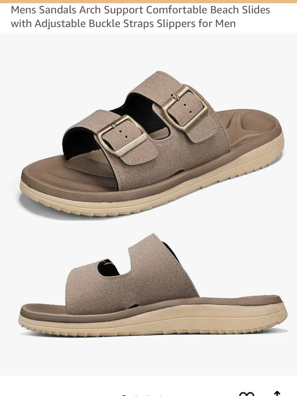 Men's Double-Buckle Slide Sandals - Taupe